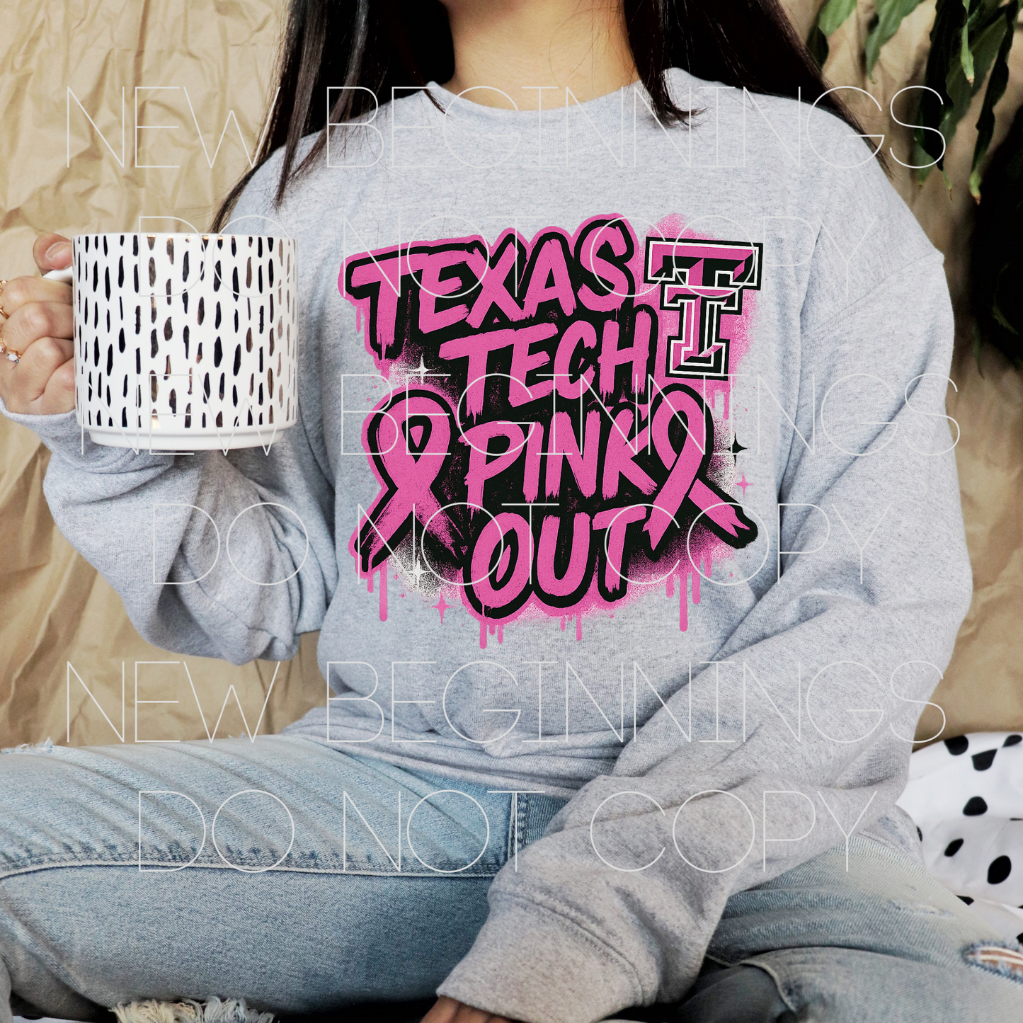 Texas Tech Pink Out Spray Painted