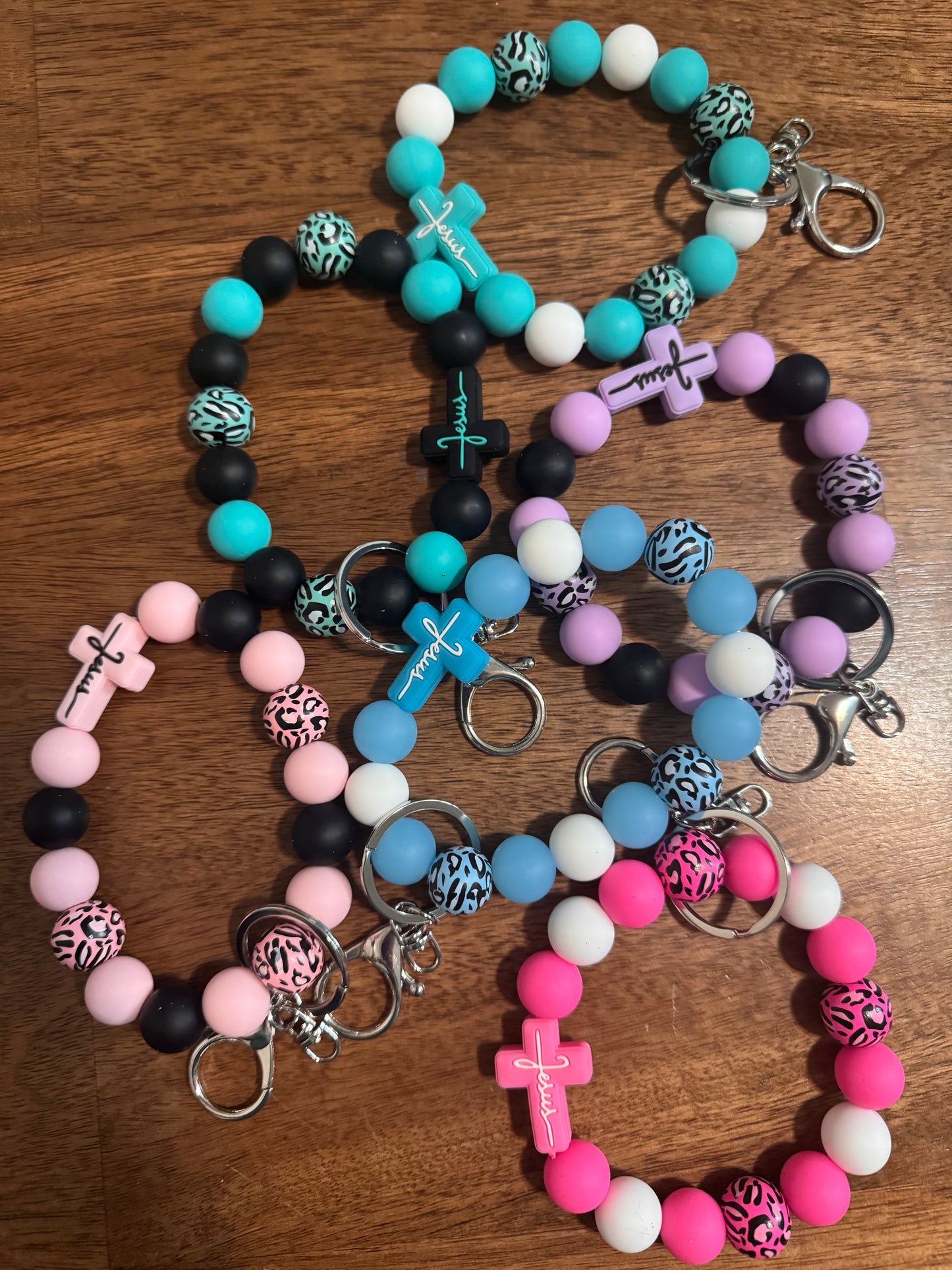 Jesus Silicone Beaded Keychain Wristlet