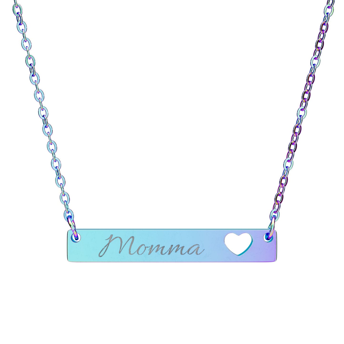 Cutout Heart Bar Necklace, Customized Engraving
