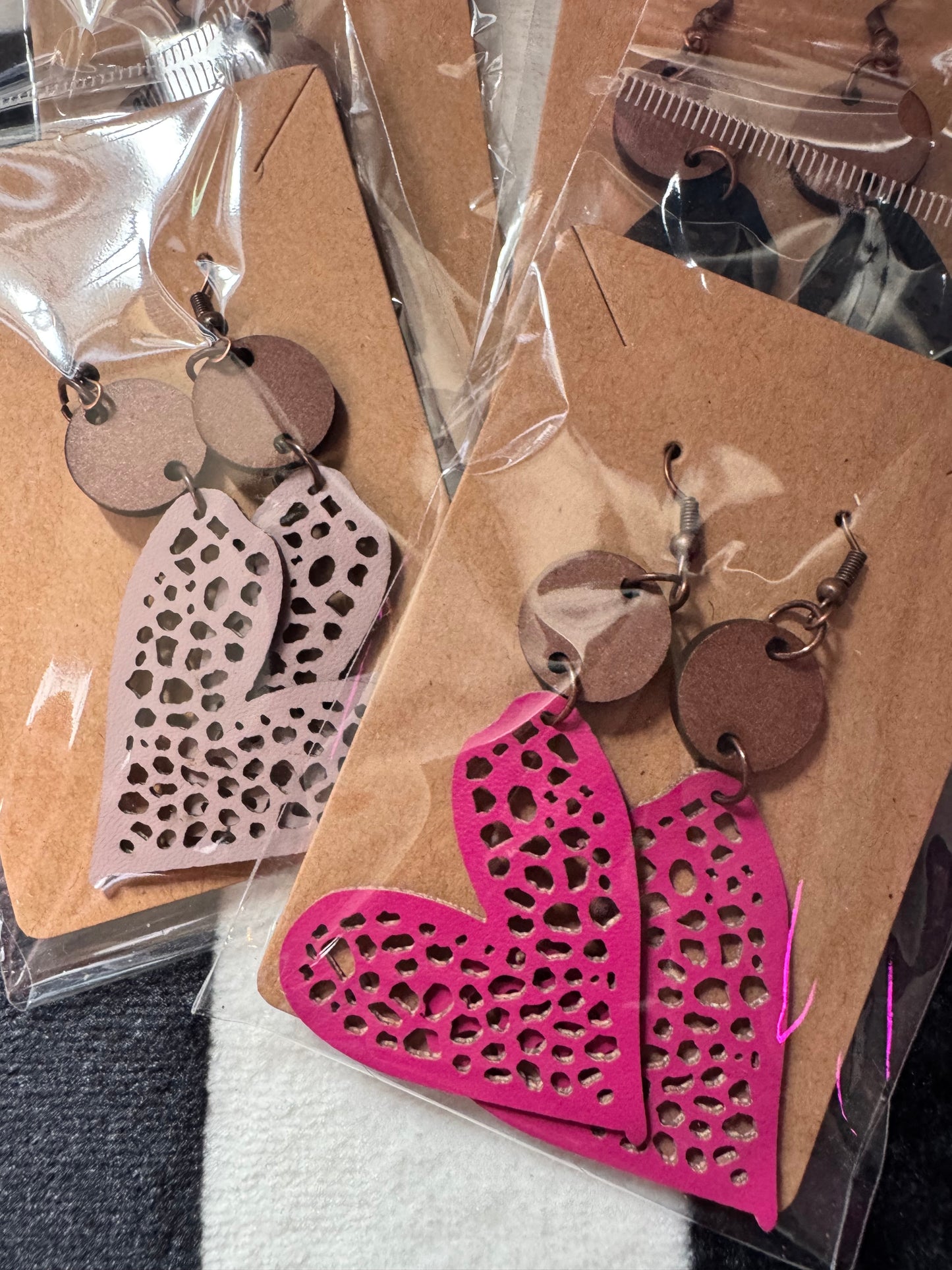 Leather Heart Earrings