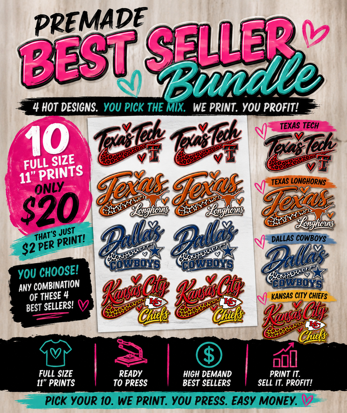 Swoosh Team Spirit Best Seller Bundle - DTF prints