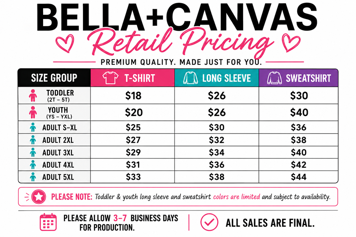 Bella Canvas Apparel Pricing