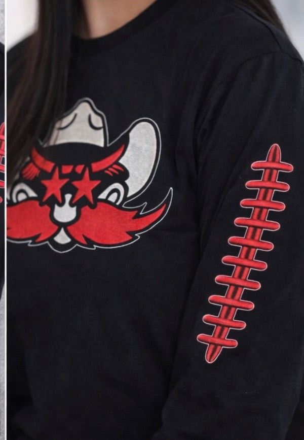 Faux Embroidery Texas Tech Long Sleeve T-Shirt