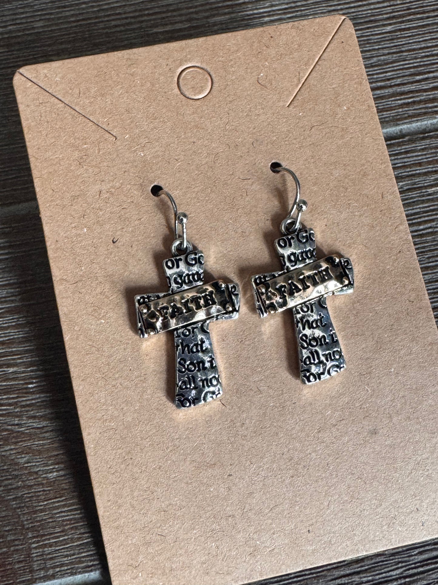 Faith Stamped Cross Earrings