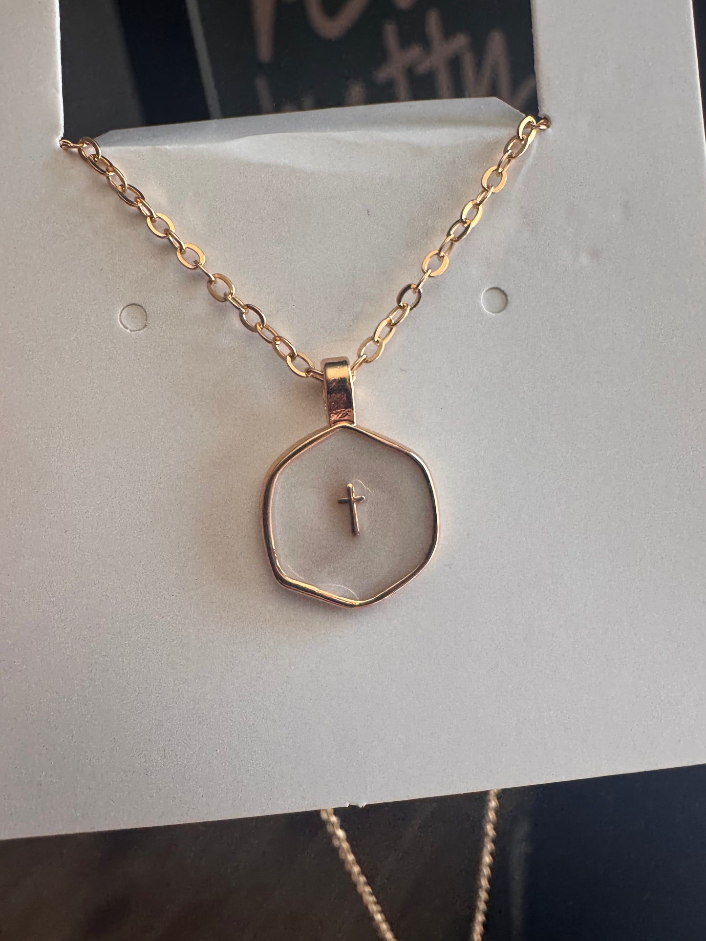Circle Backed Cross Necklace