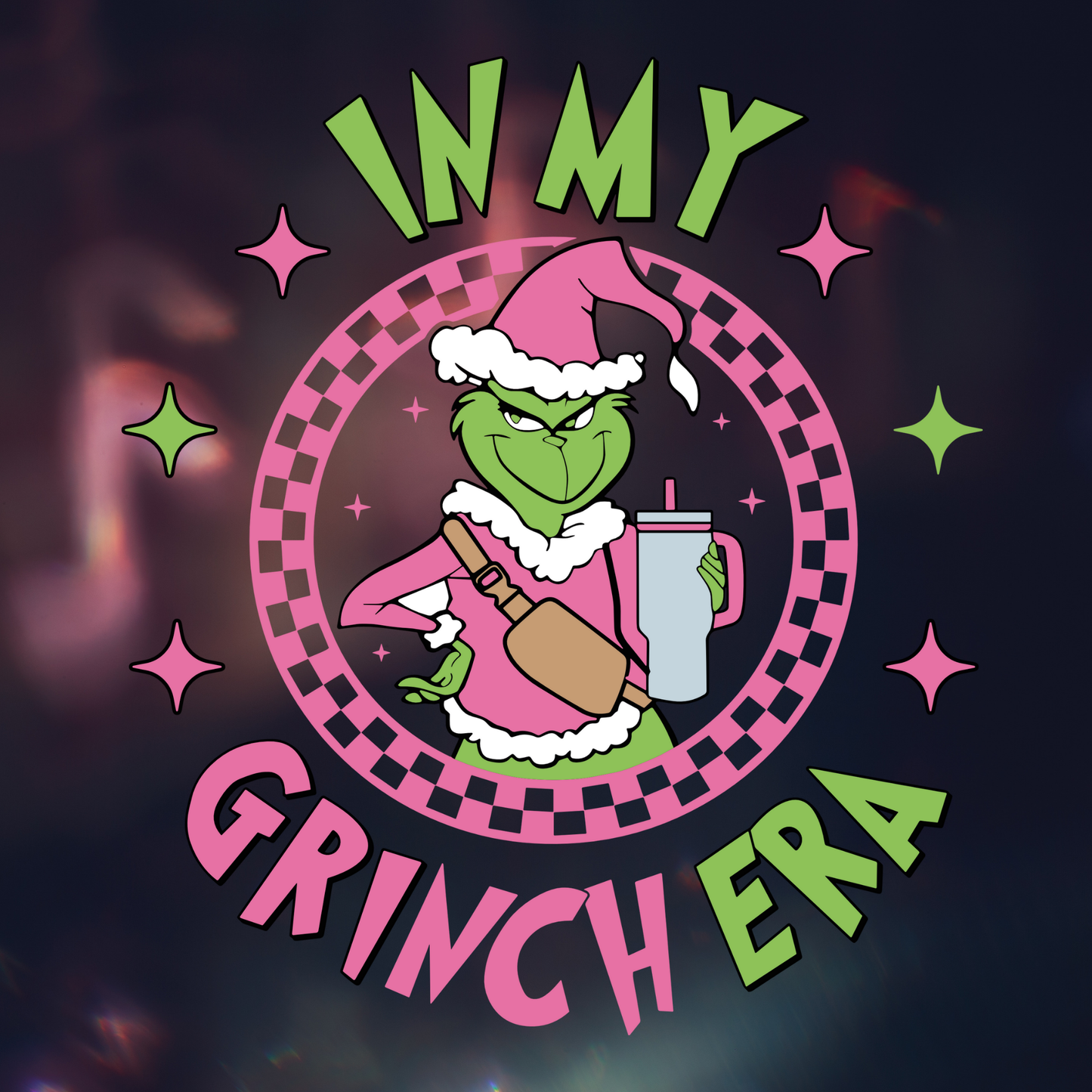 Pink and Green with Checkered Circle In My Grinch Era