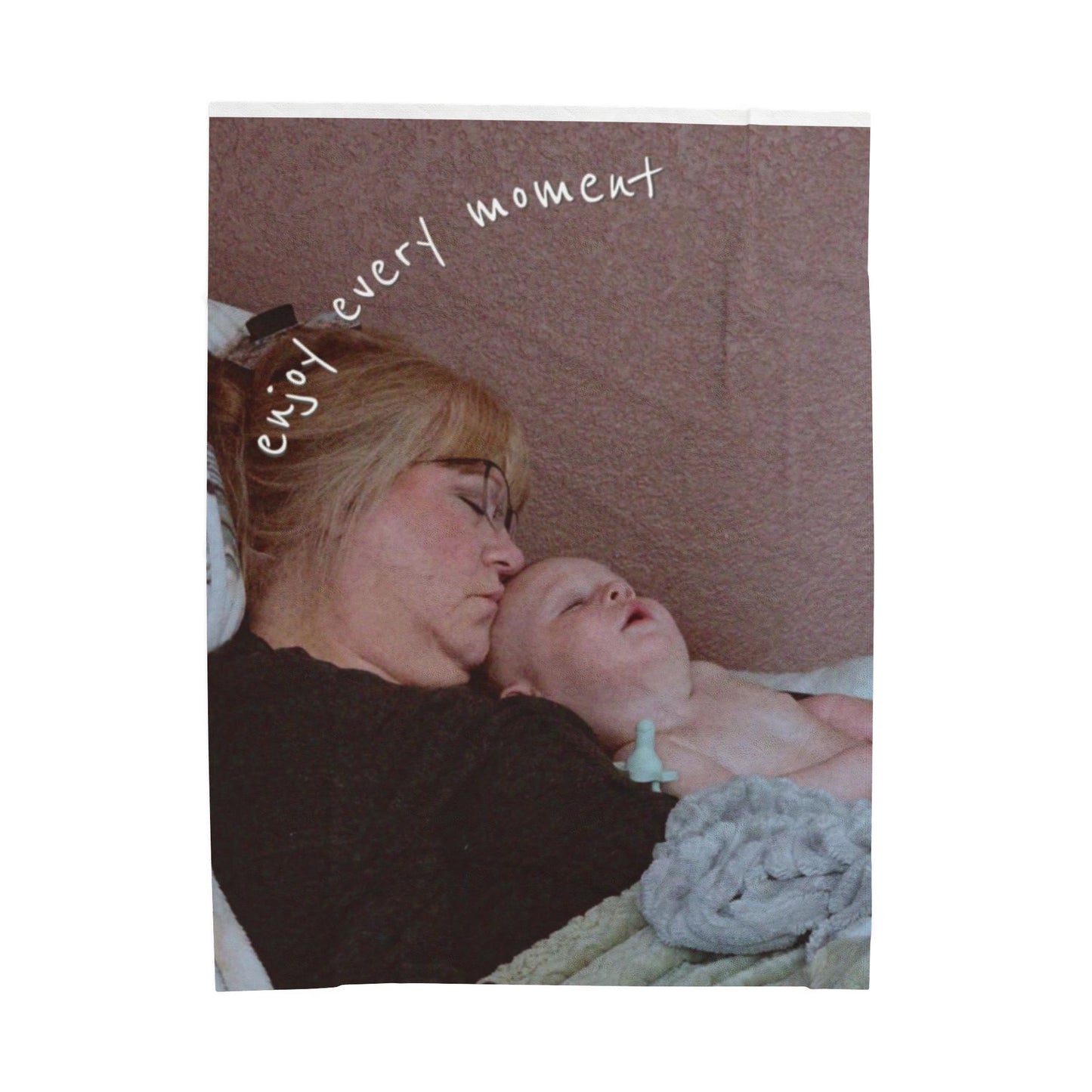 Personalized Photo Plush Blanket – "Enjoy Every Moment" Velveteen Throw for New Parents & Baby Gifts