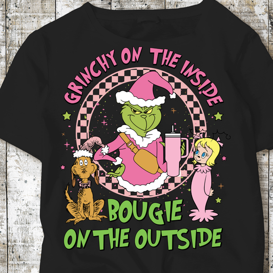 Pink Checkered, Grinchy on the Inside-Bougie On the Outside