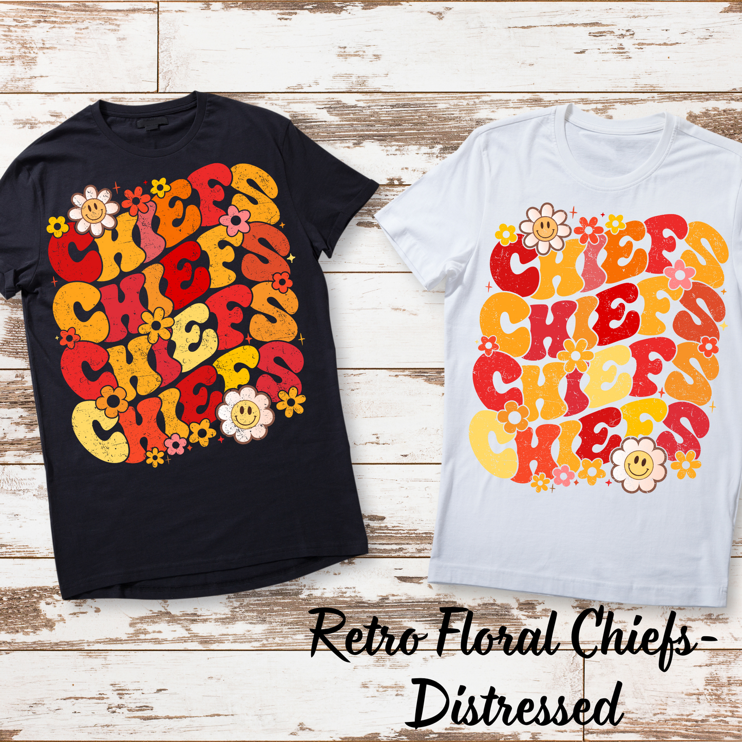 Distressed Retro Floral- Chiefs