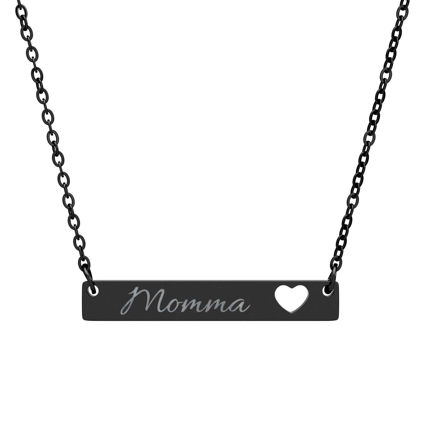 Cutout Heart Bar Necklace, Customized Engraving