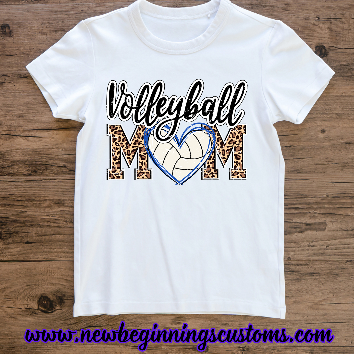 Leopard Heart Volleyball Mom