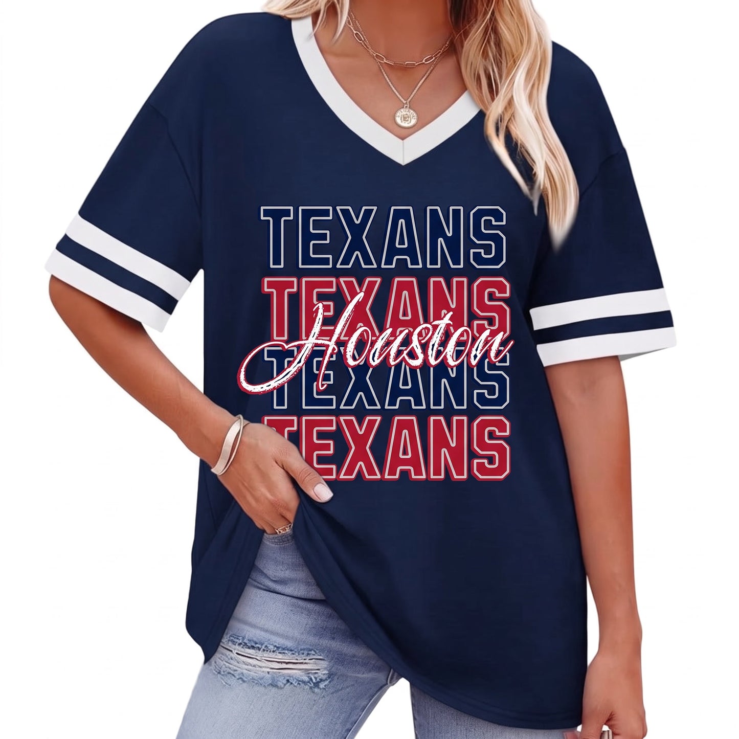 V-Neck Varsity Jersey Top