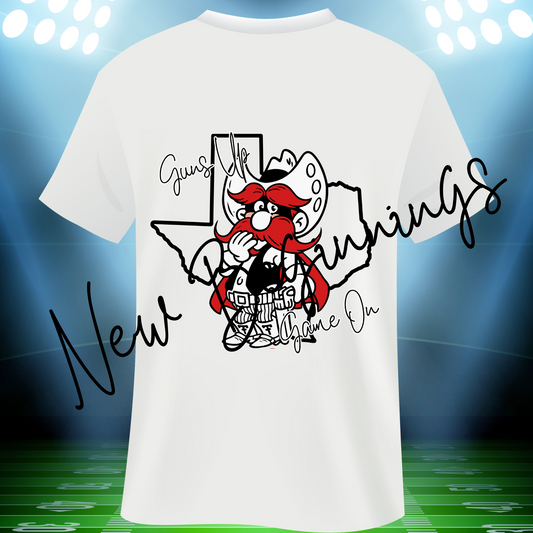 Guns Up Game On, Texas Outline, CursiveFont