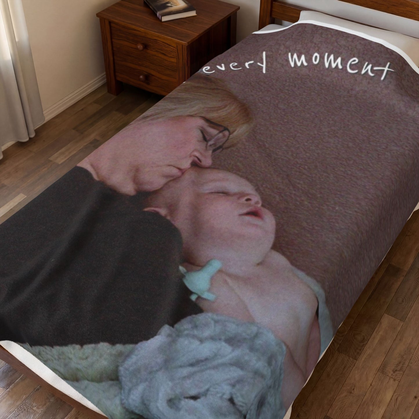 Personalized Photo Plush Blanket – "Enjoy Every Moment" Velveteen Throw for New Parents & Baby Gifts