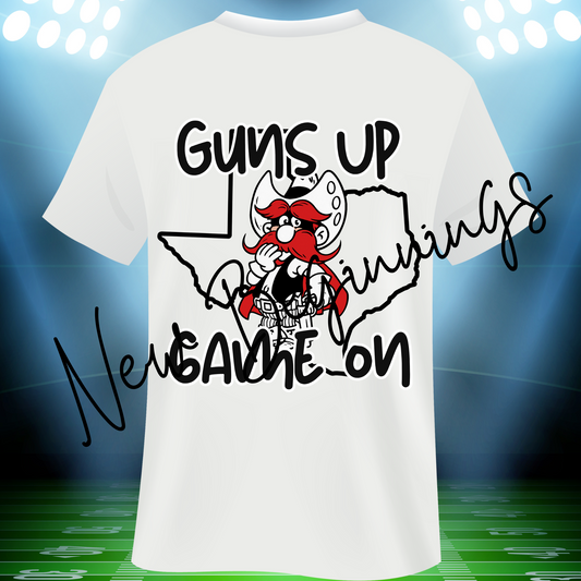 Guns Up Game On, Texas Outline, CuteFont