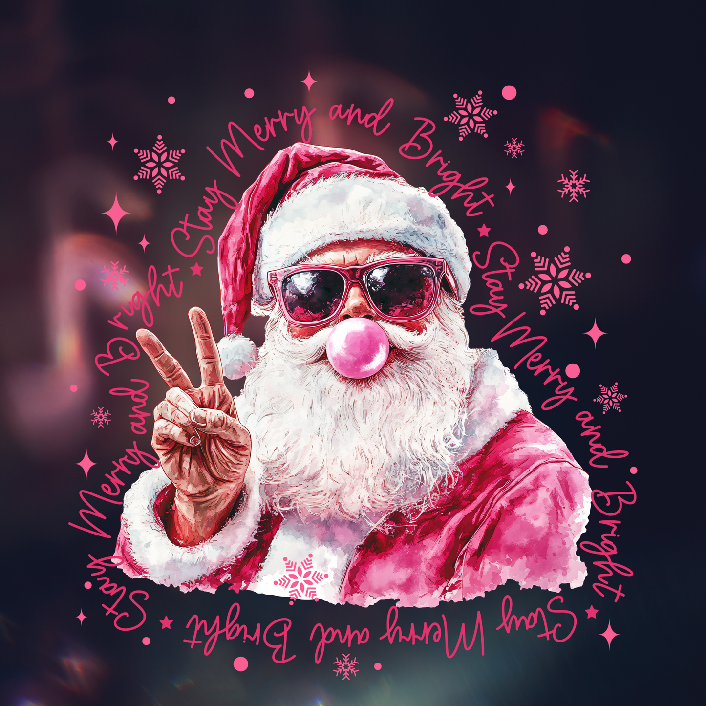 Bubble Gum Merry & Bright Santa