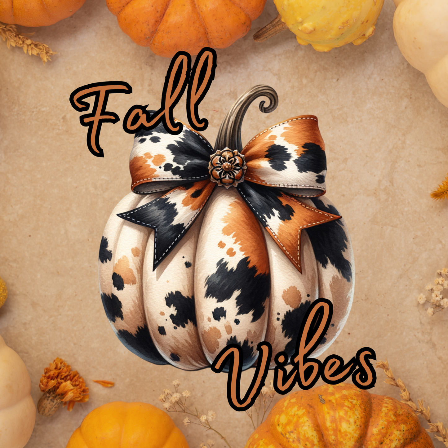 Cowhide Pumpkin Fall Vibes