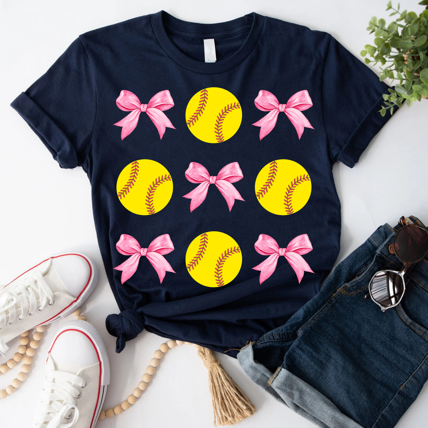 Softball Croquette Pink Bows