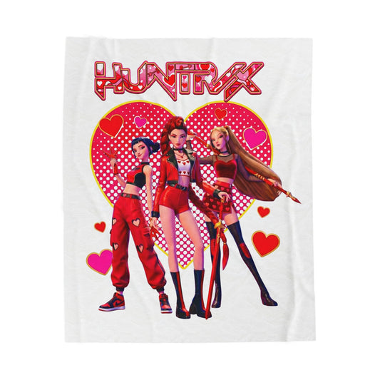 Velveteen Plush Blanket — Retro Pop Girl Squad Heart Design