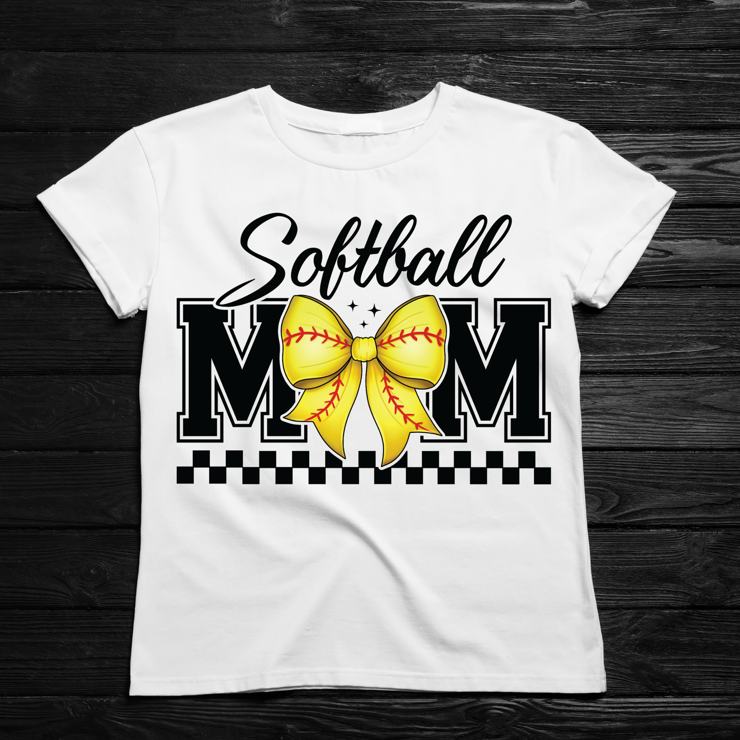 Checkered Softball Mom