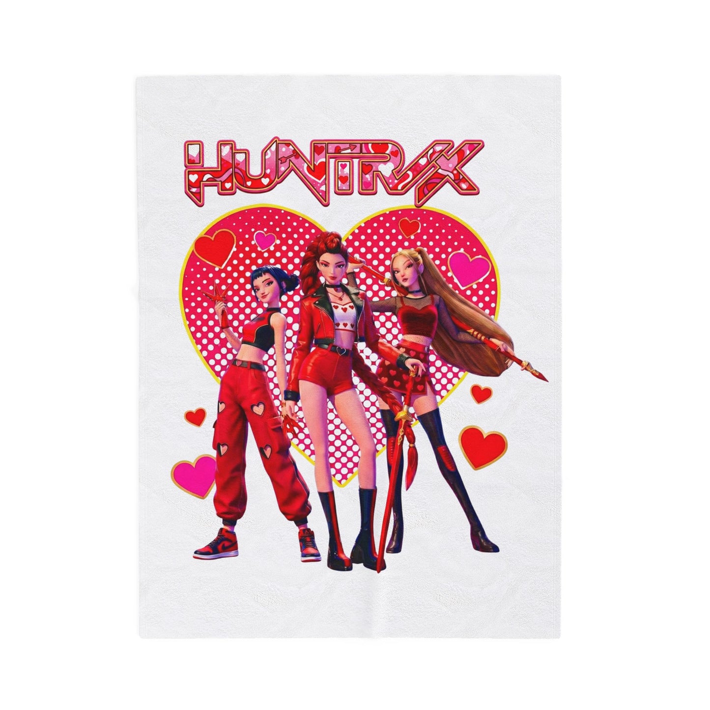 Velveteen Plush Blanket — Retro Pop Girl Squad Heart Design