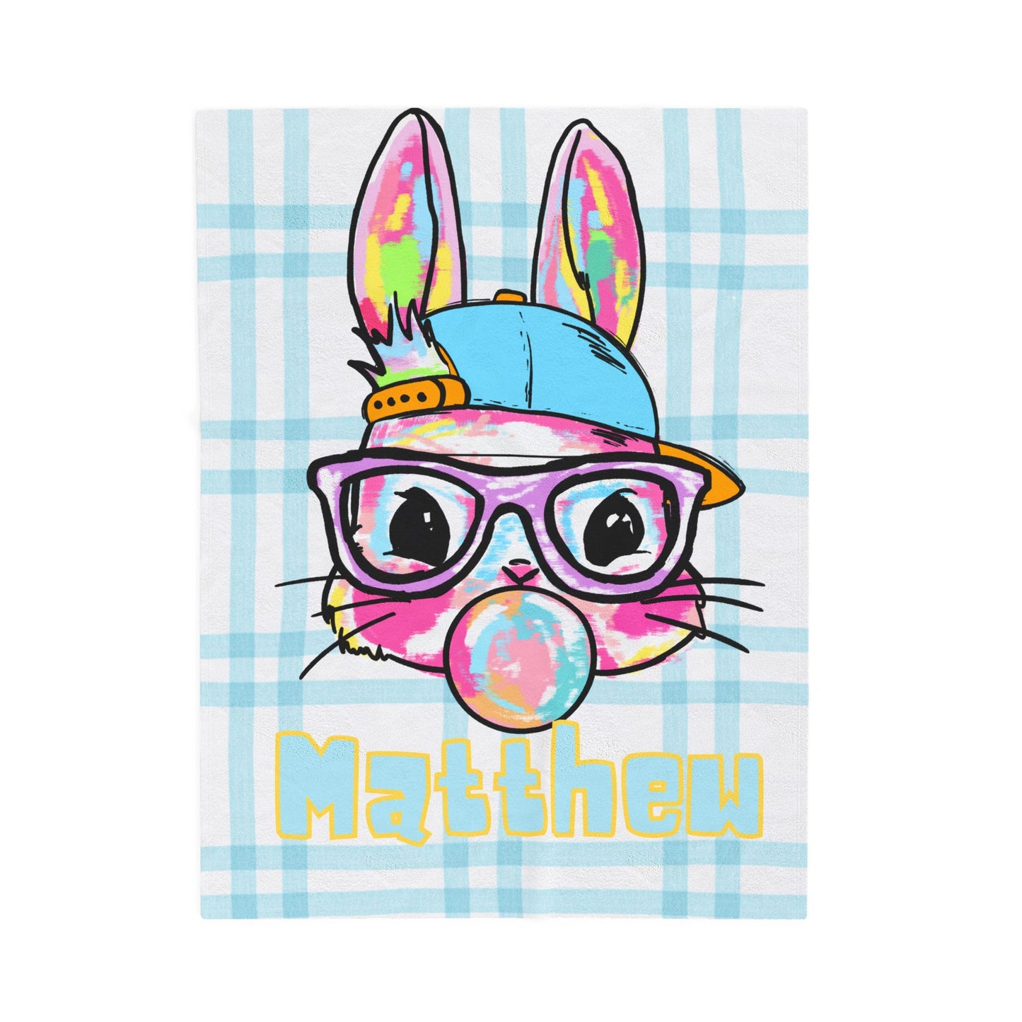 Personalized Bunny Bubblegum Velveteen Plush Blanket