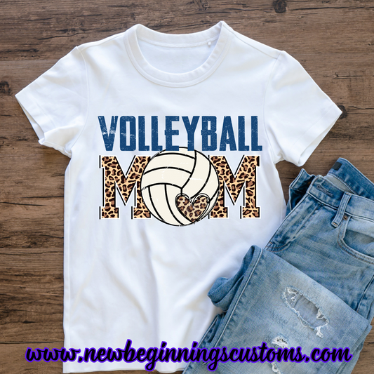 Leopard Heart Volleyball Mom