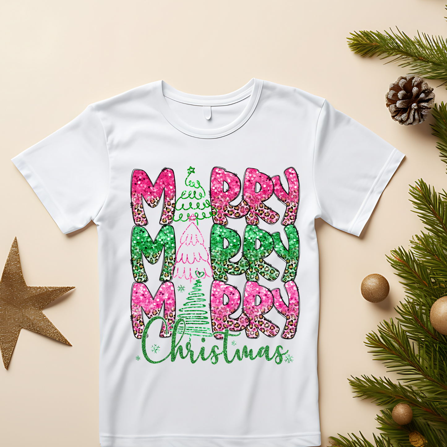 Chic Pink & Green Christmas