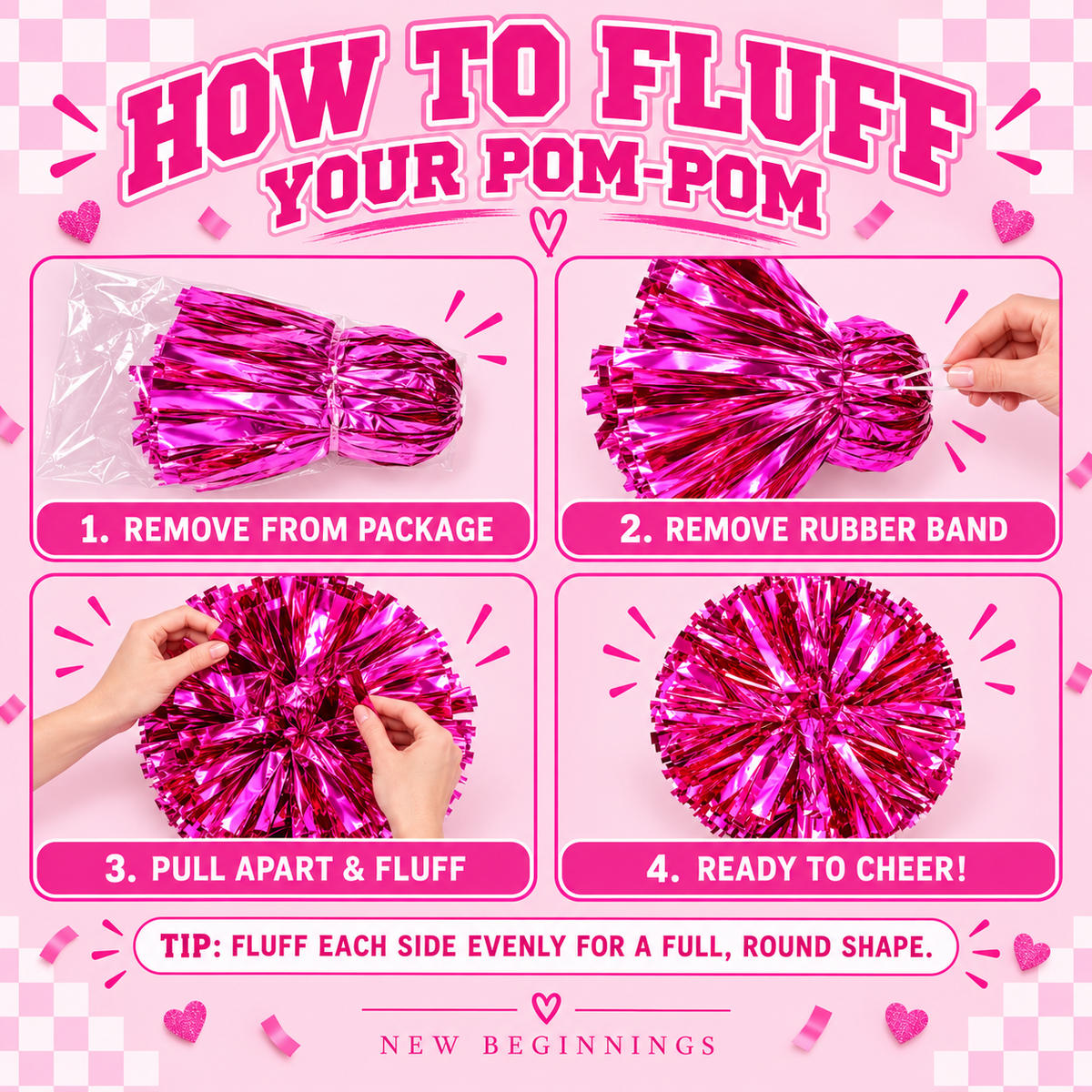 Pink Out Pom Pom & Bow Set