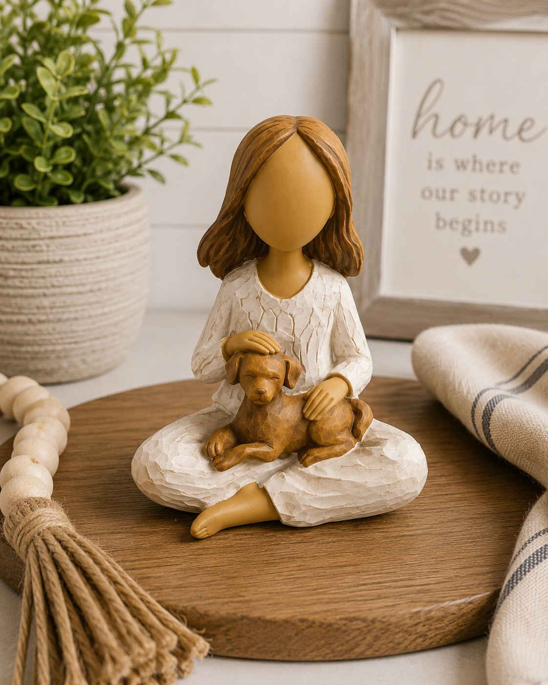 Girl & Dog Figurine