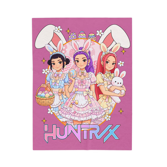 Easter Bunny Girl Velveteen Plush Blanket