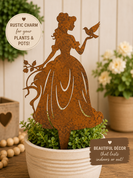 Rustic Metal Plant Stake - Garden Girl