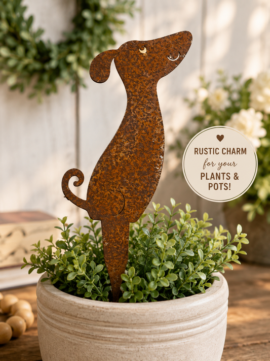 Rustic Metal Plant Stake - Dog