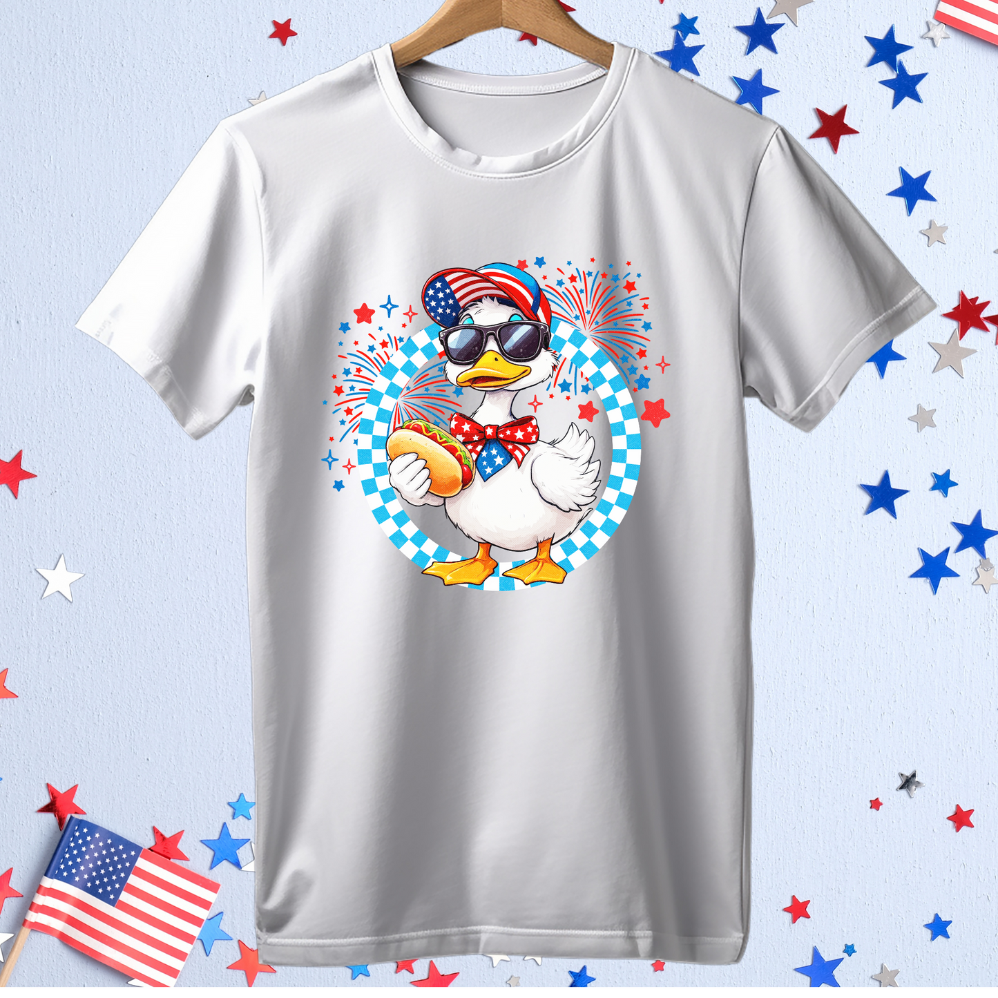 Blue Checkered Patriotic Goose