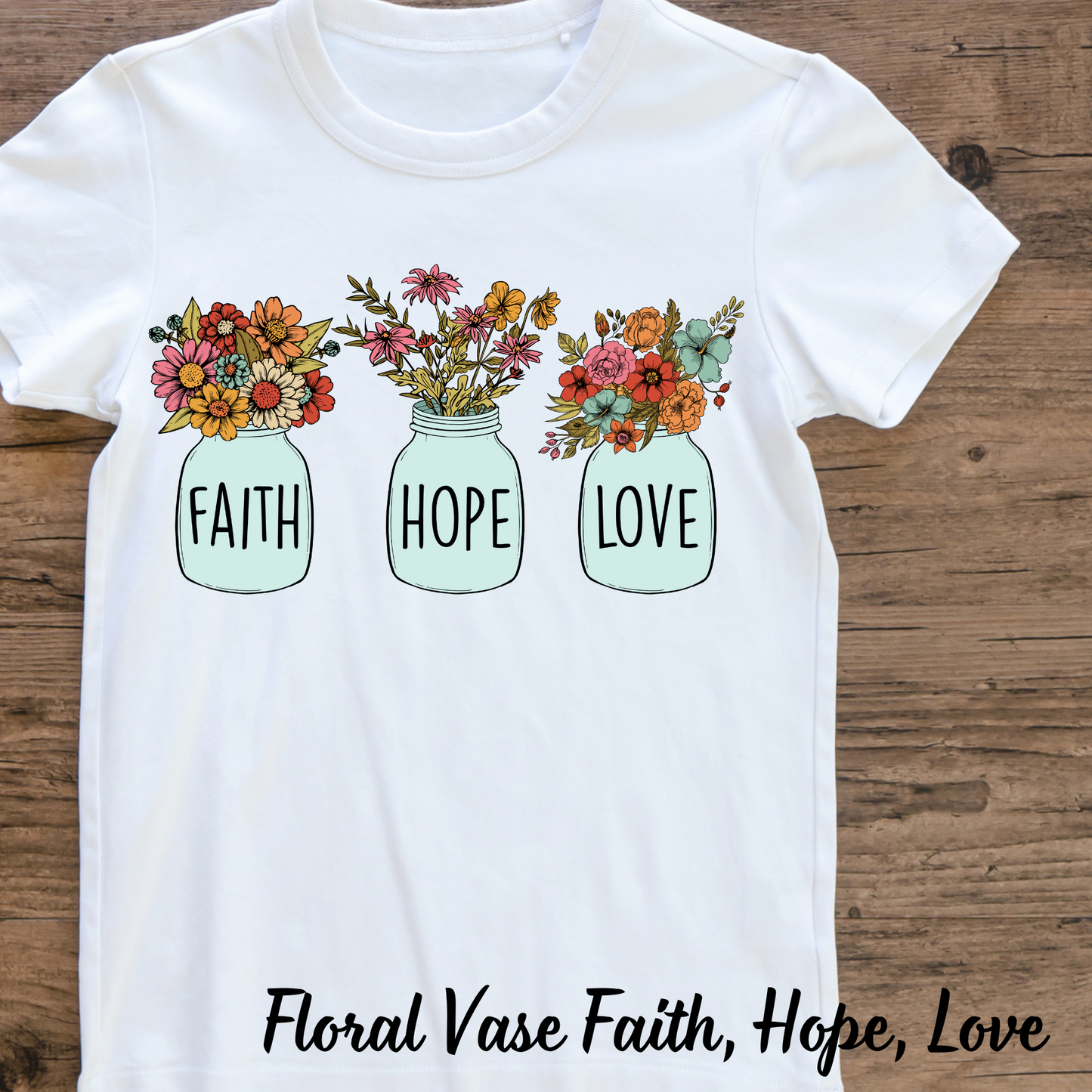 Floral Vase- Faith, Hope, Love