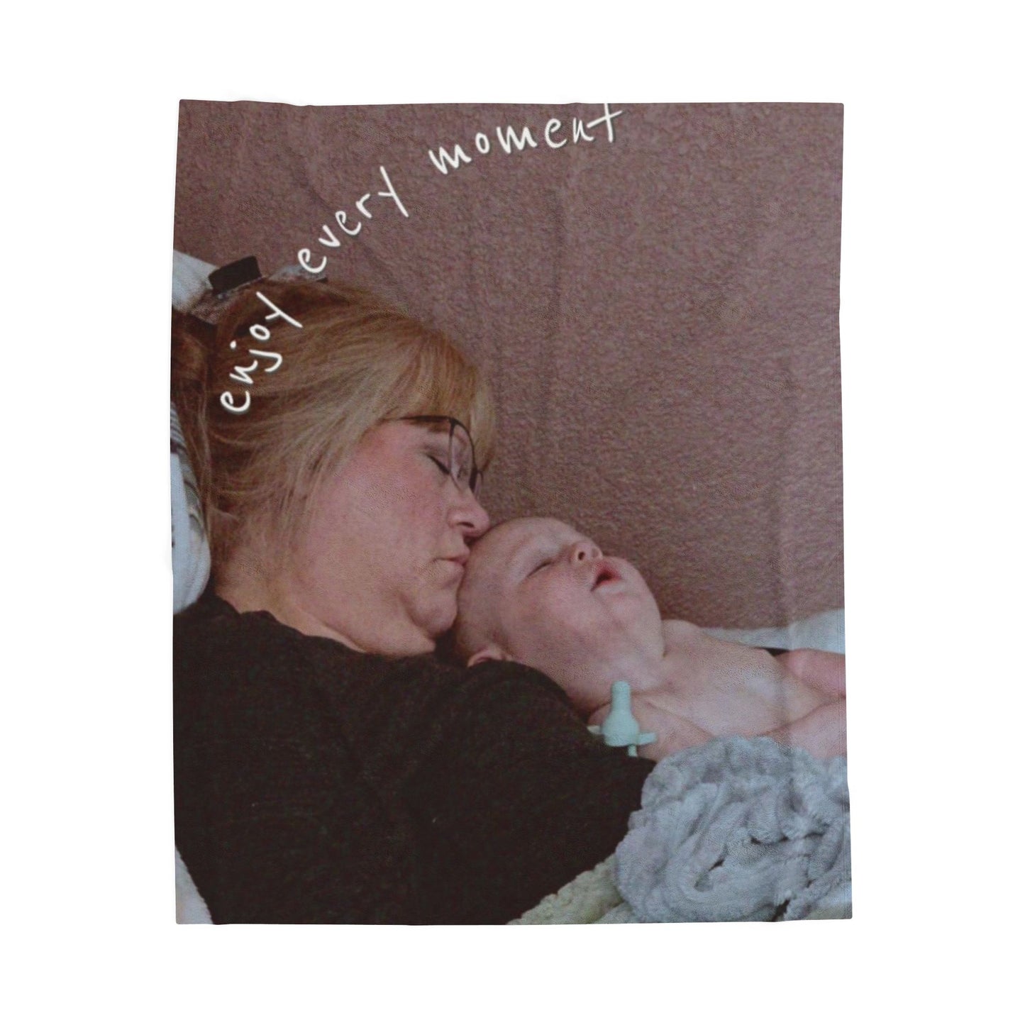 Personalized Photo Plush Blanket – "Enjoy Every Moment" Velveteen Throw for New Parents & Baby Gifts