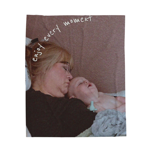 Personalized Photo Plush Blanket – "Enjoy Every Moment" Velveteen Throw for New Parents & Baby Gifts