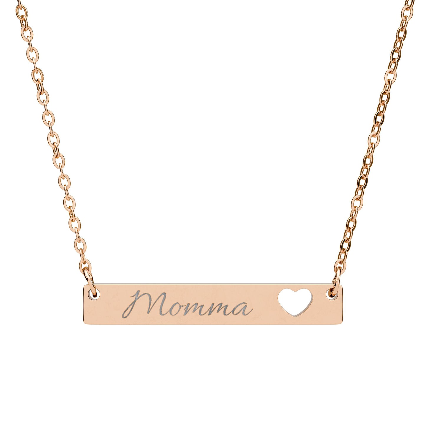 Cutout Heart Bar Necklace, Customized Engraving