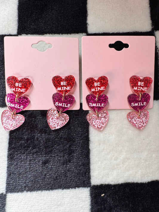 Be Mine Acrylic Heart Earrings