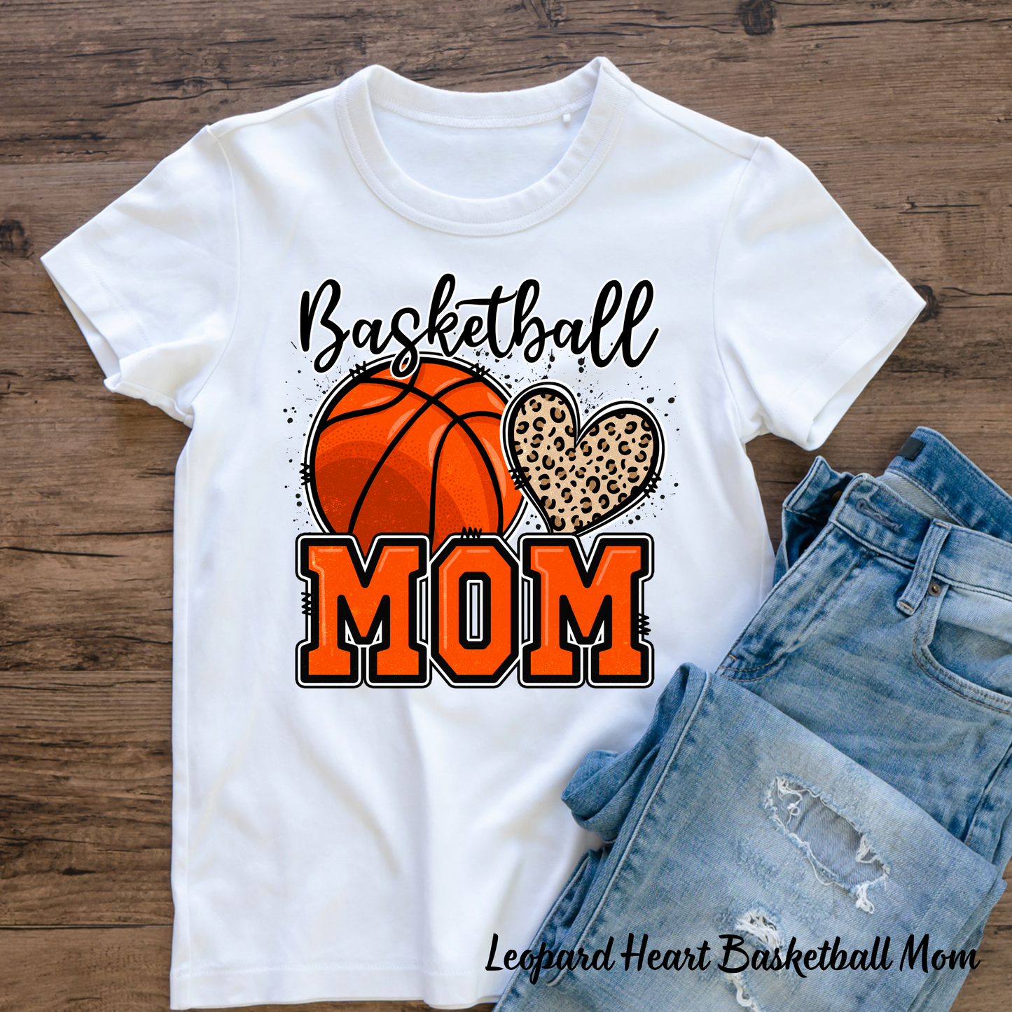 Leopard Heart Basketball Mom