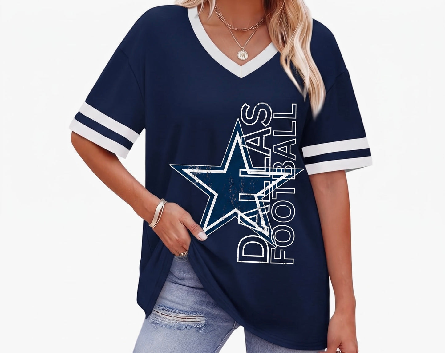 V-Neck Varsity Jersey Top