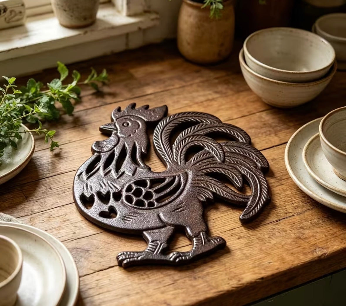 Cast Iron Rooster Trivet