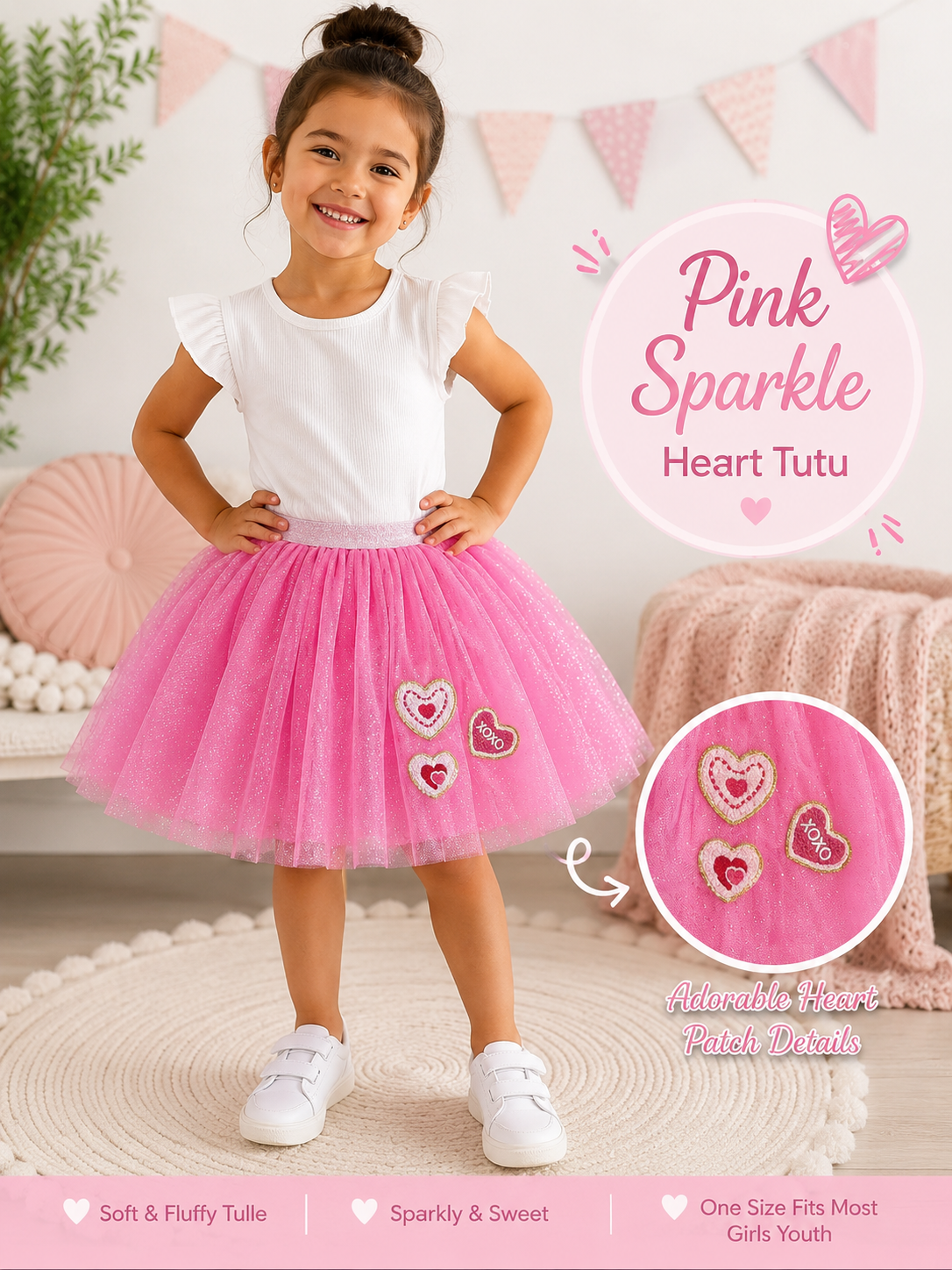 Pink Sparkle Heart Tutu