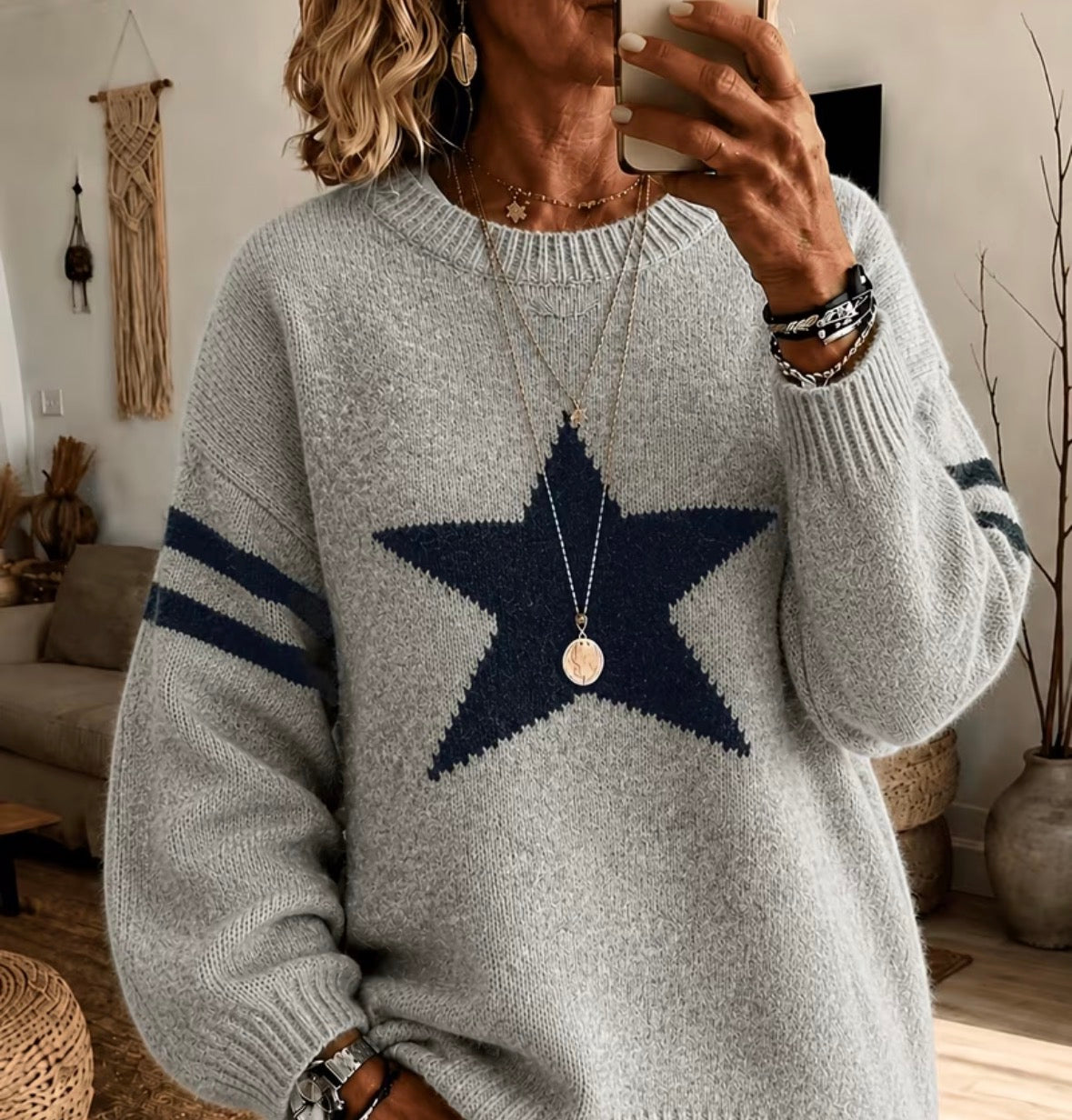 Cowboy Star Cozy Knit Sweater