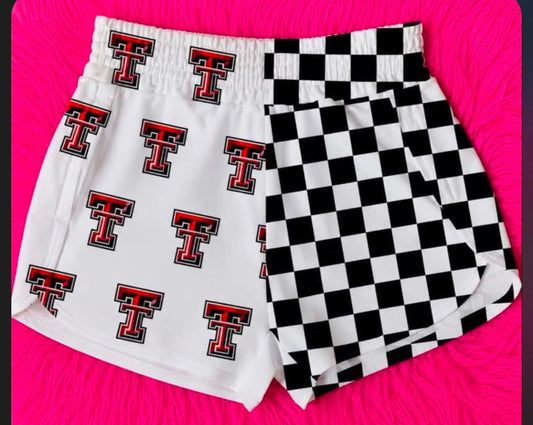 Adult Size -Texas Tech Check Shorts