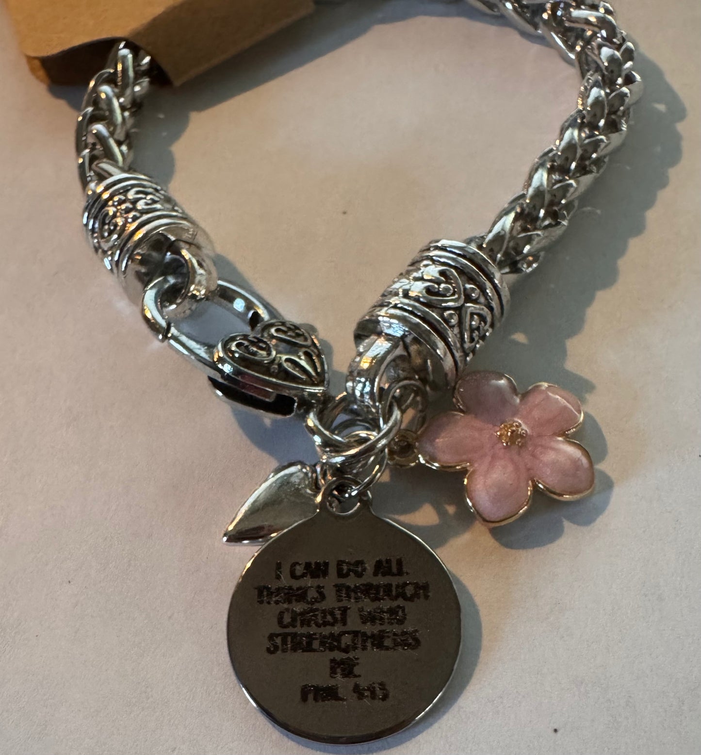 Silver Bracelet with Bible Verse
