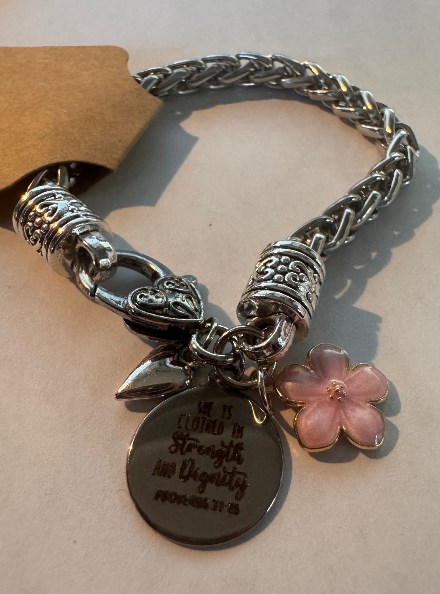 Silver Bracelet with Bible Verse