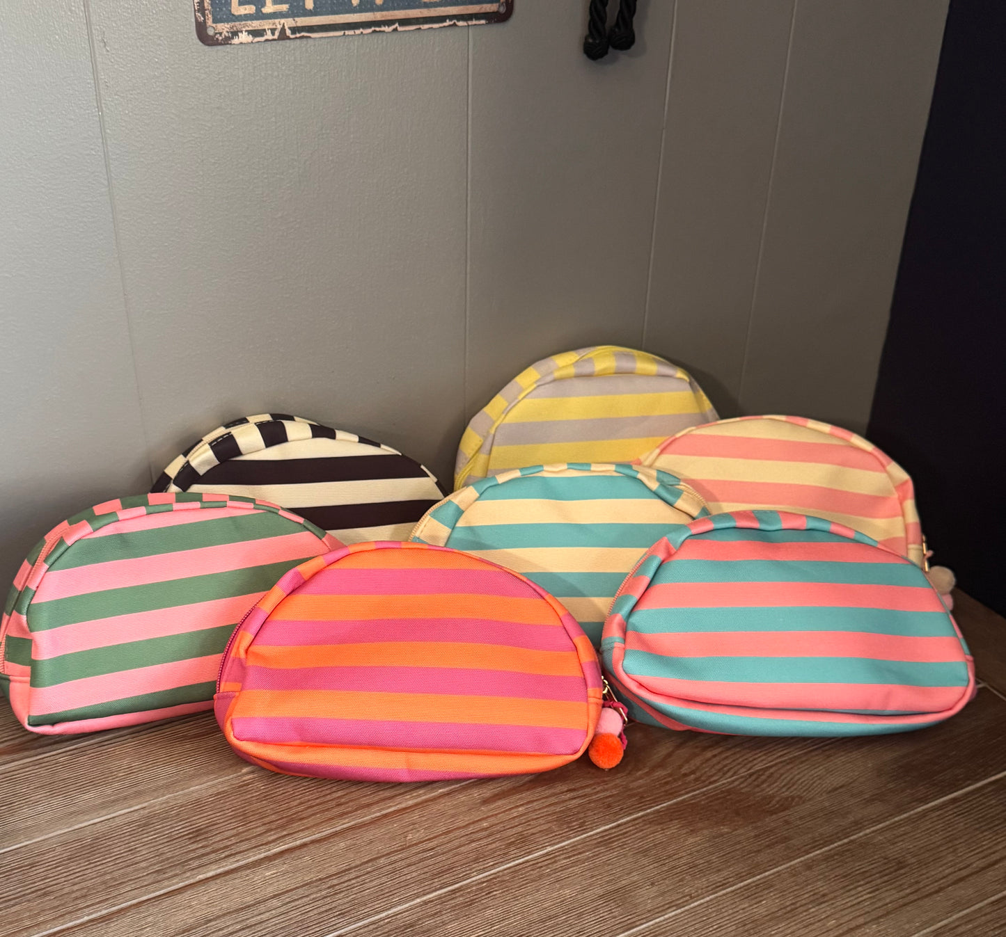 Striped Cosmetic Bags
