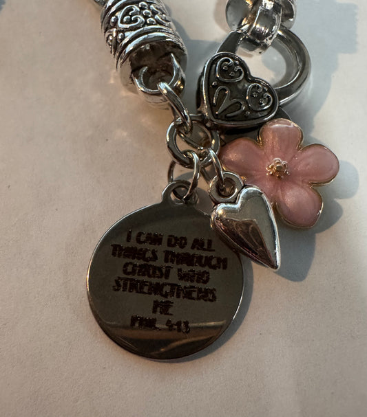 Silver Bracelet with Bible Verse