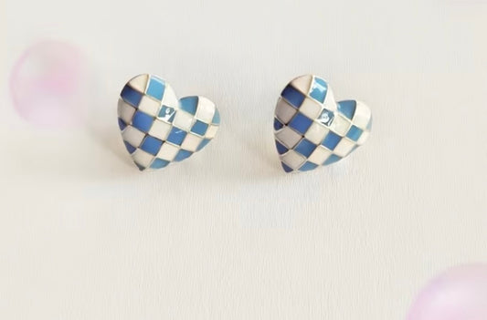 Checkered Heart Earrings